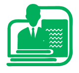 a green icon of a man